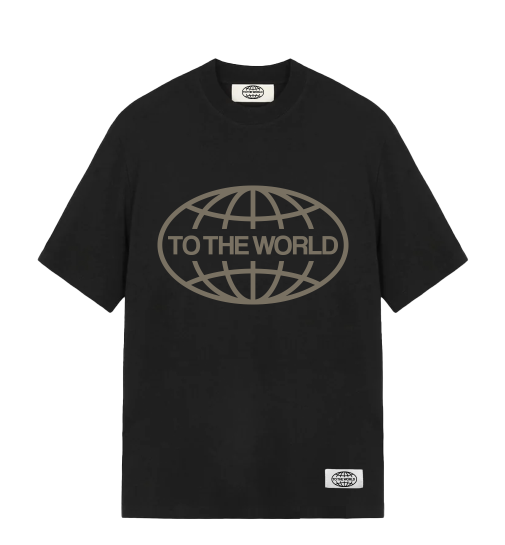 100% Cotton 220GSM Oversized box fit T-Shirt  Screen Printed Crew Neck  Large To The World graphic