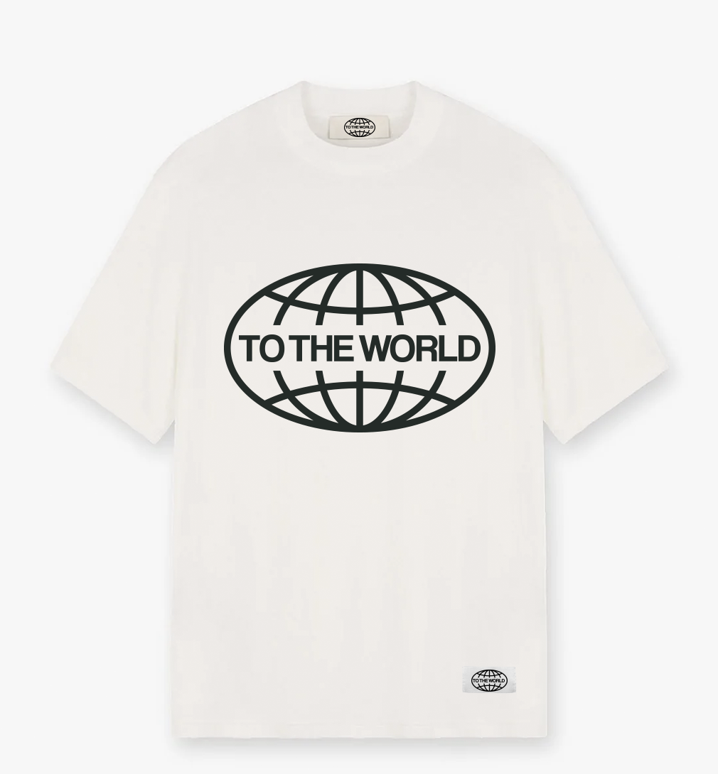 To The World Box Fit T-Shirt - Offwhite Forrest Green